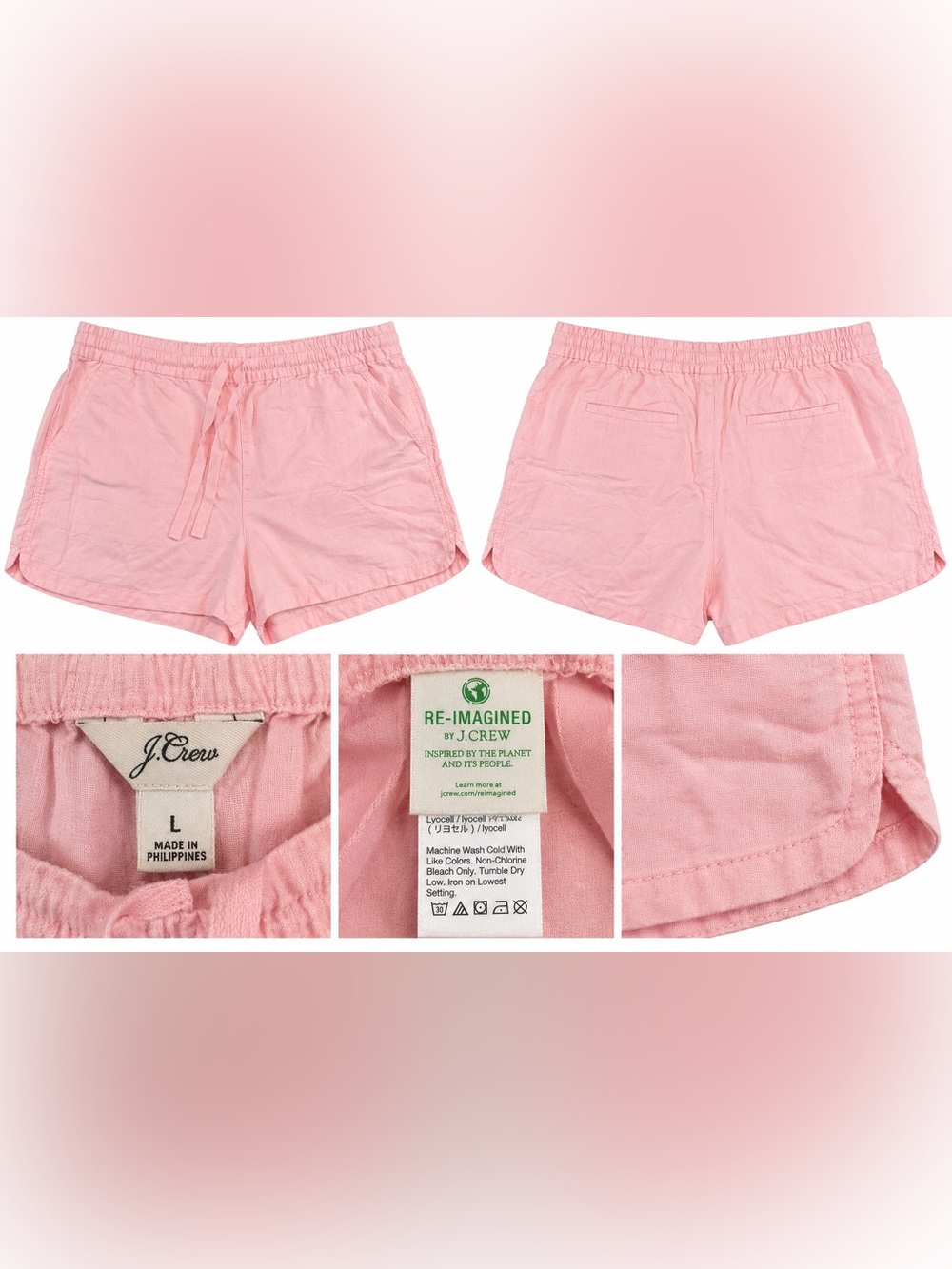 J.Crew Re-Imagined Pink Lyocell Pull On Shorts Women’s L